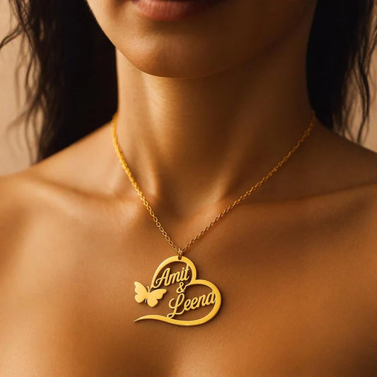Name Butterfly Heart Necklace