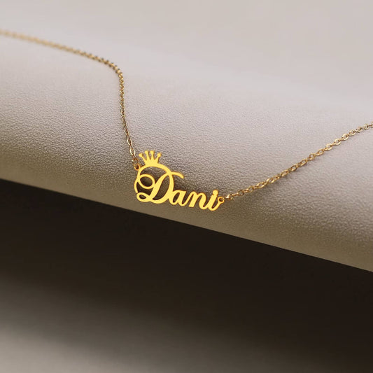 Name Necklace with Crown
