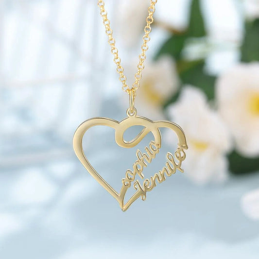 Personalized Heart Name Necklace for Couples