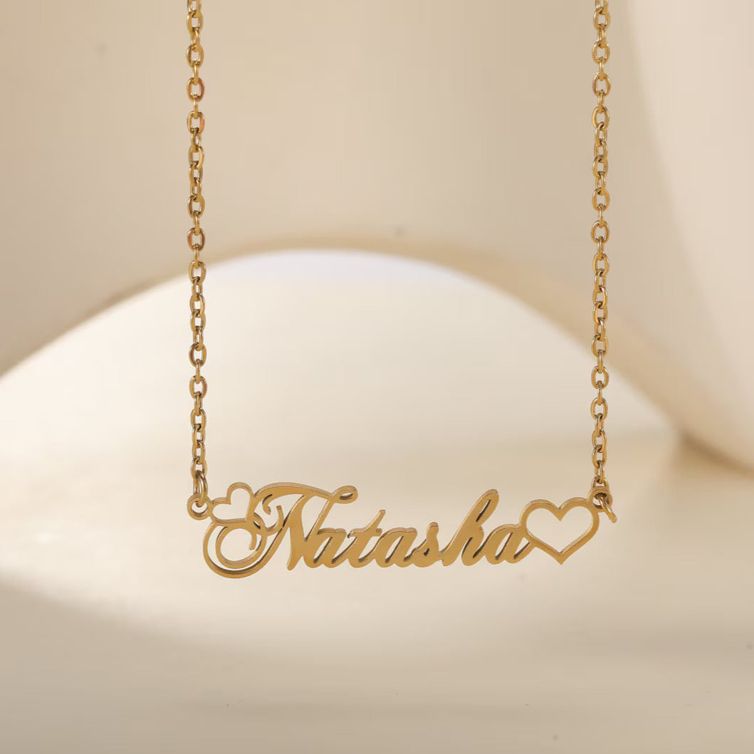 Custom Name Necklace with Heart Design
