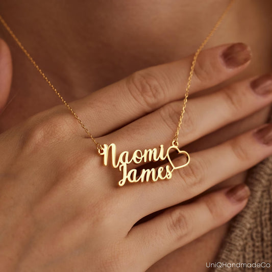 Custom Double Name Necklace with Heart
