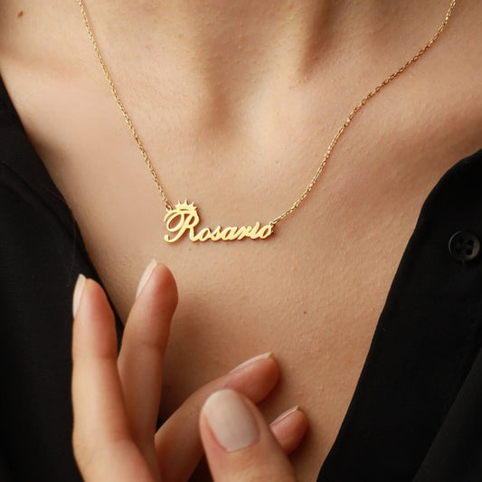 Name Necklace with Crown