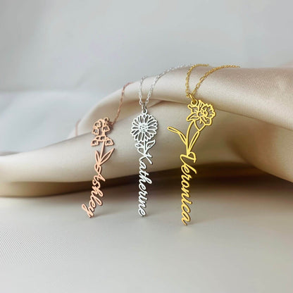Personalized Birth Month Flower Necklace