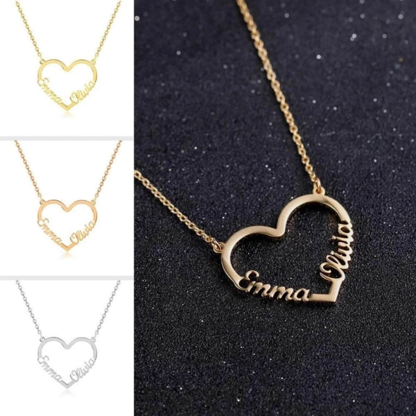 Personalized Couple Heart Necklace