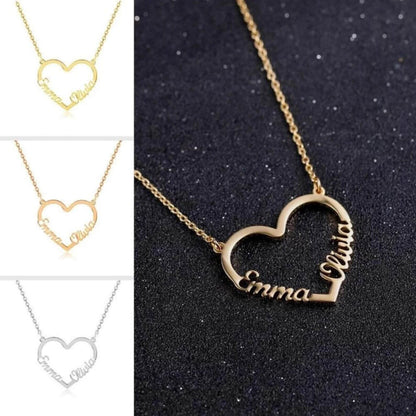 Personalized Couple Heart Necklace