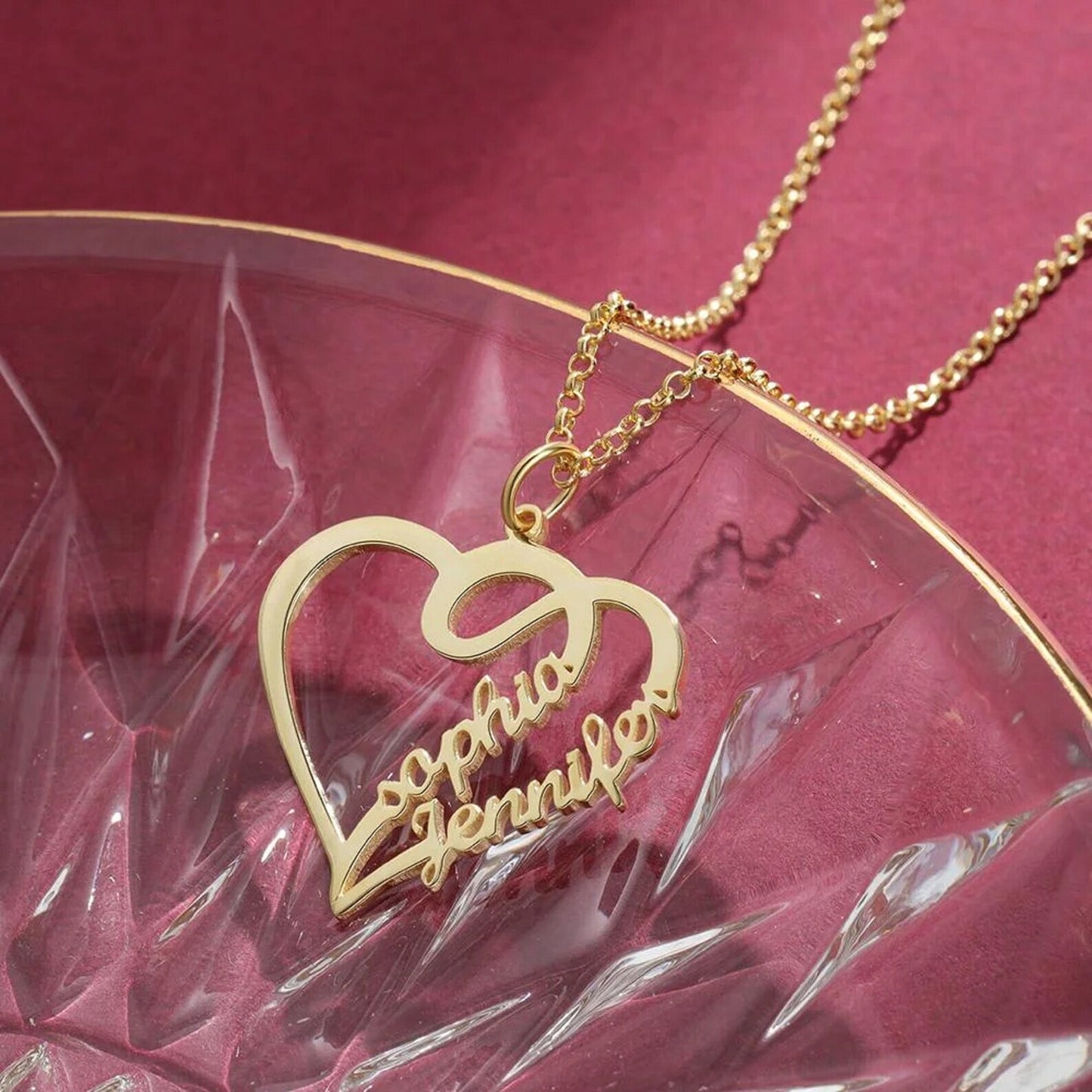 Personalized Heart Name Necklace for Couples