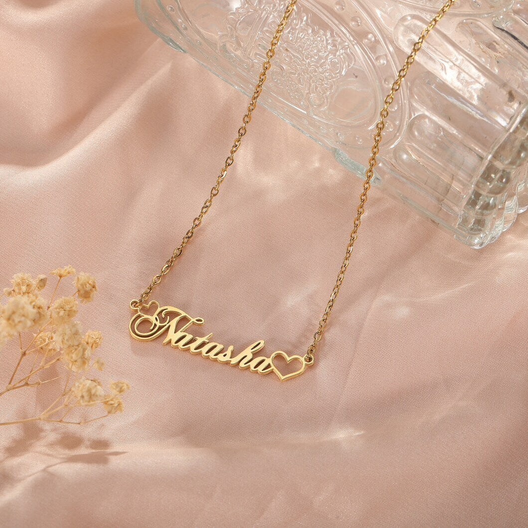 Custom Name Necklace with Heart Design