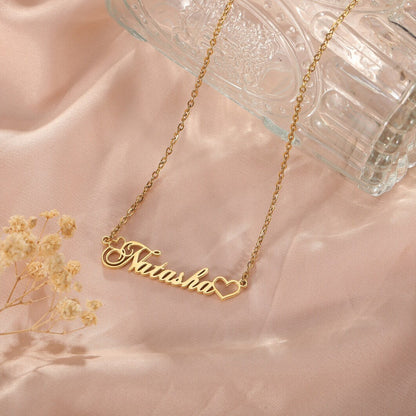 Custom Name Necklace with Heart Design