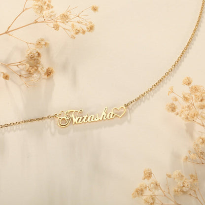 Custom Name Necklace with Heart Design