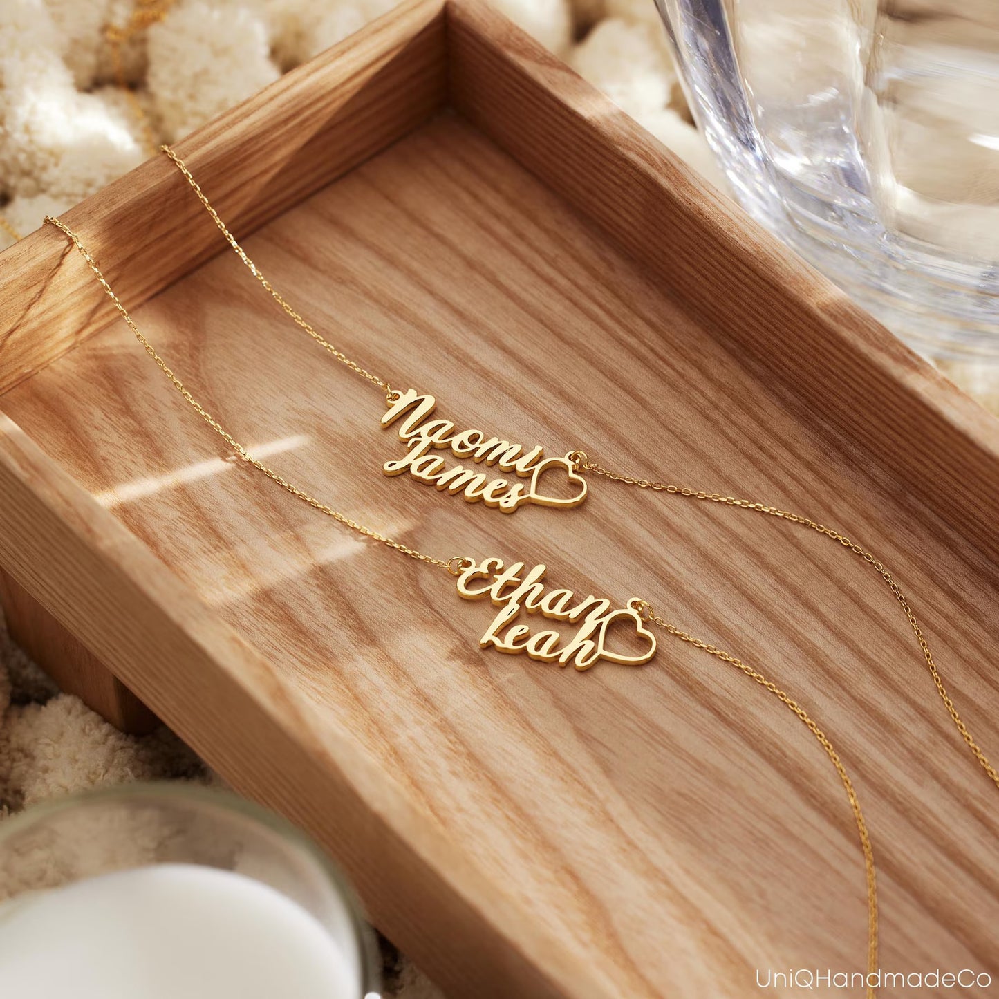 Custom Double Name Necklace with Heart
