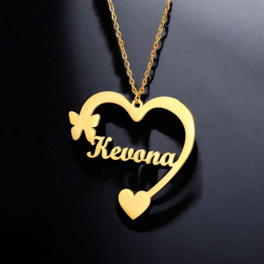 Heart Butterfly Name Necklace