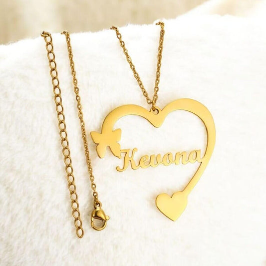 Heart Butterfly Name Necklace