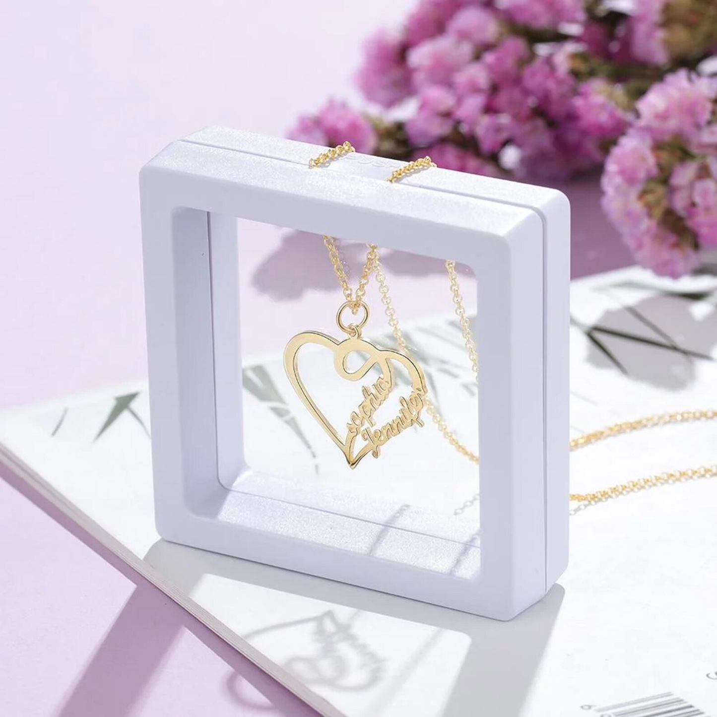 Personalized Heart Name Necklace for Couples
