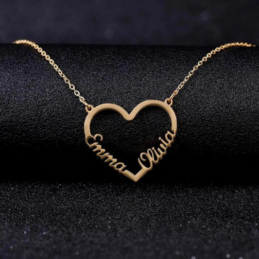 Personalized Couple Heart Necklace