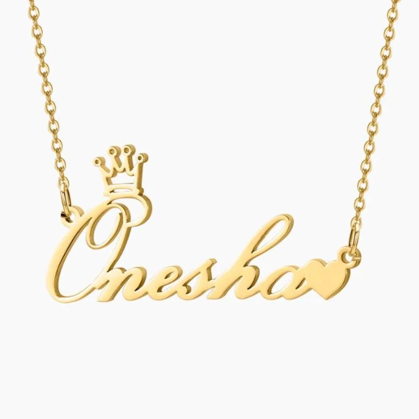 Crown Heart Name Necklace