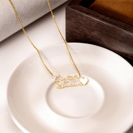 Personalized Double Name Necklace with Heart