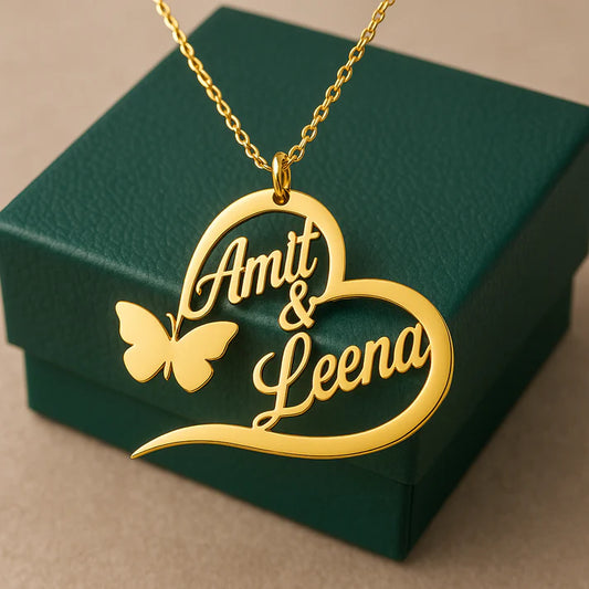 Name Butterfly Heart Necklace